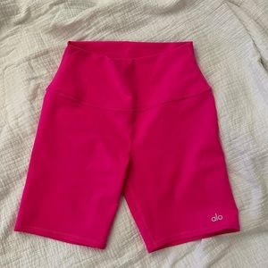 Alo Neon Pink biker shorts